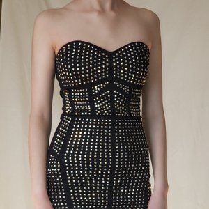 2B Bebe Black with Silver Studs Mini Party Dress